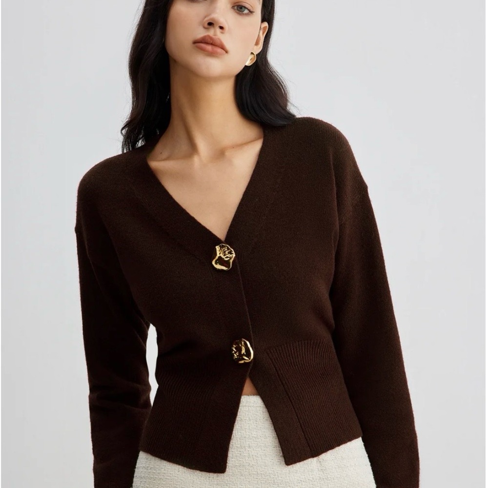 Commense Chocolate Brown Women's Cardigan - Picture 2 of 9